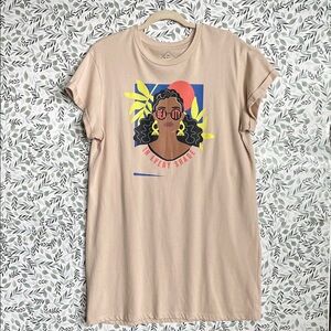 Well Worn Beige Graphic Women's Tshirt Dress